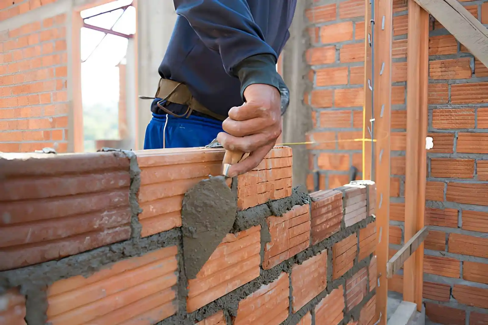 Brickwork contractor laying masonry during a Dublin project
