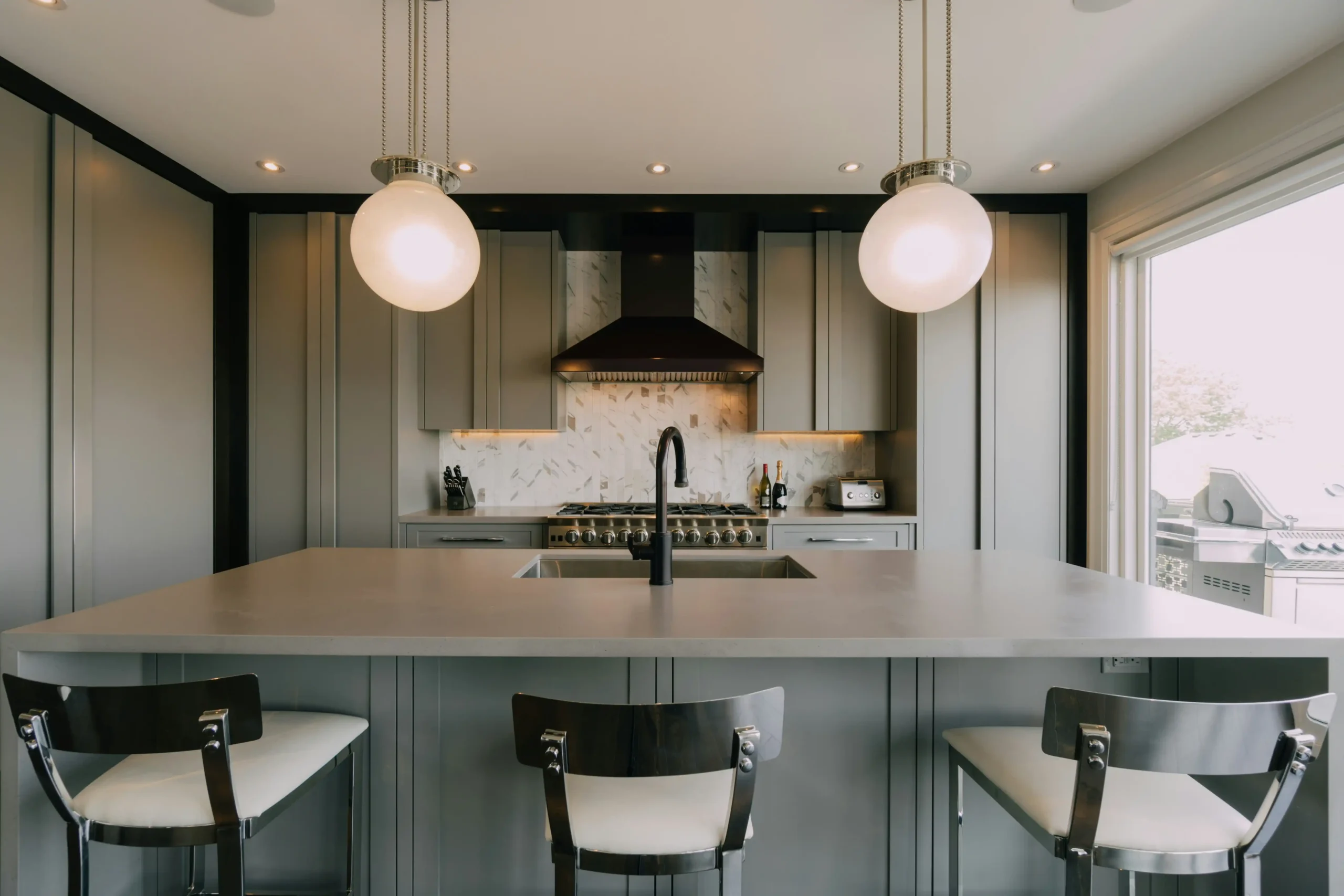 Completed fitted kitchen with island installed in Dublin